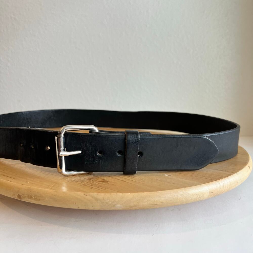 Black Worn Genuine Leather Brash Tactical Silver Utility Buckle Belt Size Large
